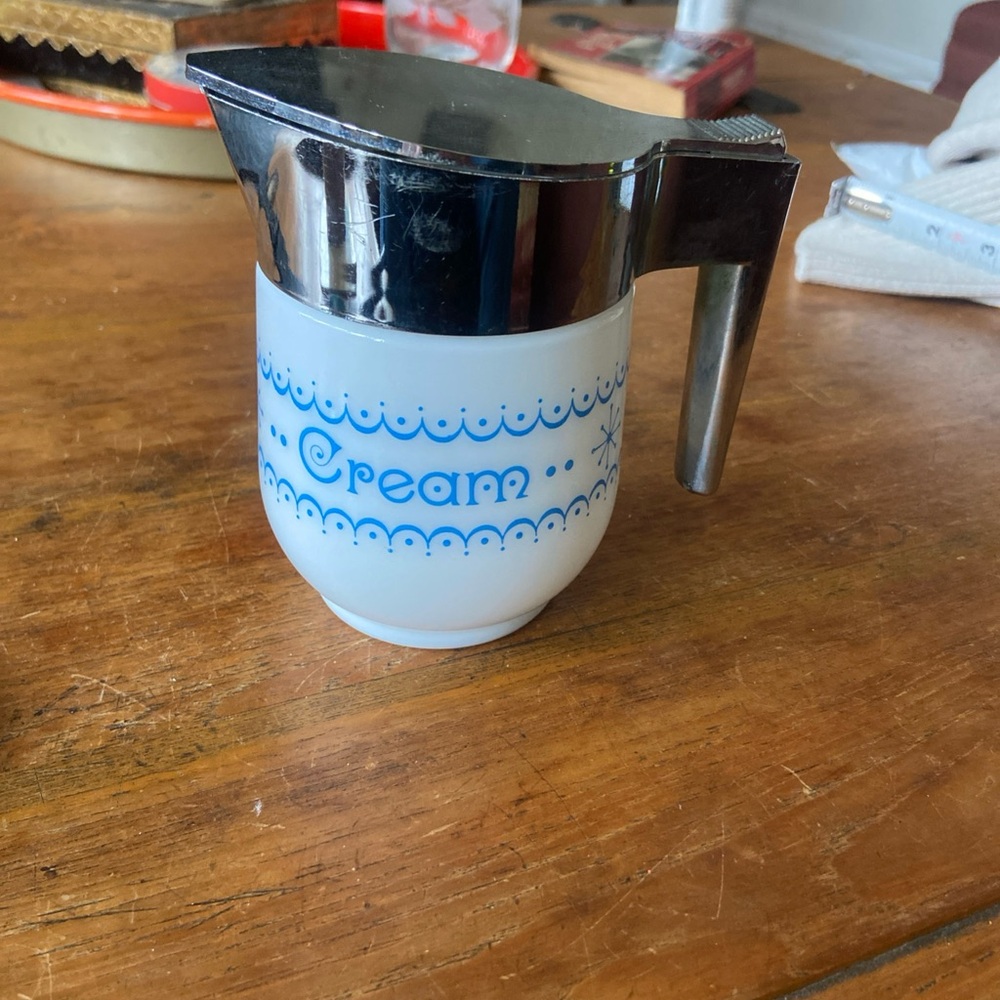 Vintage Gemco Blue Snowflake Creamer Pitcher